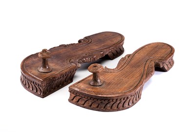 Lot 162 - A PAIR OF WOOD SANDALS (PADUKA)