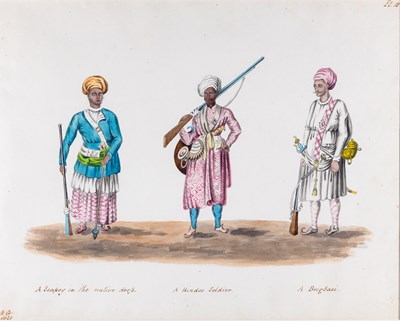 Lot 209 - FOUR PAINTINGS OF INDIAN AND CEYLANESE CHARACTERS