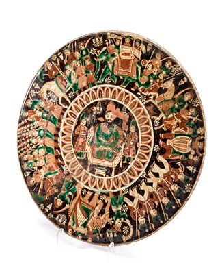 Lot 213 - A BOMBAY SCHOOL OF ART POTTERY CHARGER