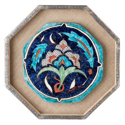 Lot 215 - A SMALL LATE OTTOMAN OCTAGONAL TILE