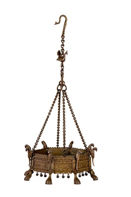 Lot 230 - A BRONZE HANGING INCENSE BURNER