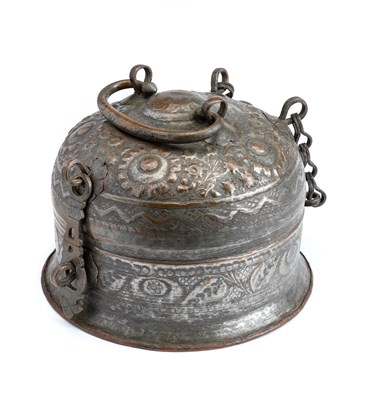 Lot 231 - A TINNED COPPER BETEL BOX