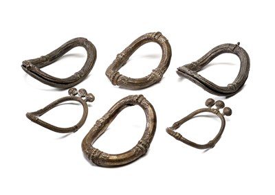 Lot 233 - THREE PAIRS OF BRONZE TRIBAL ANKLETS