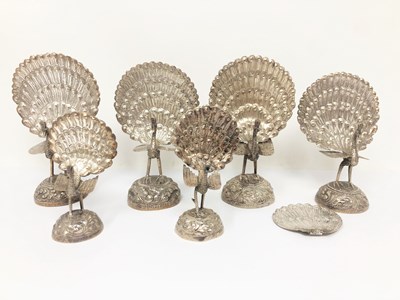 Lot 238 - SIX ANGLO-INDIAN SILVER MENU HOLDERS