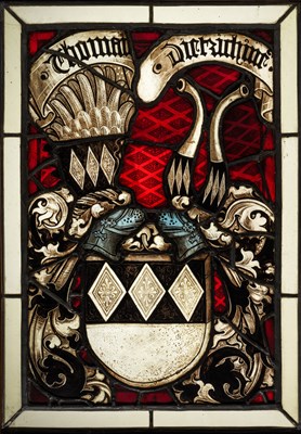 Lot 254 - â’¶ A STAINED GLASS ARMORIAL PANEL