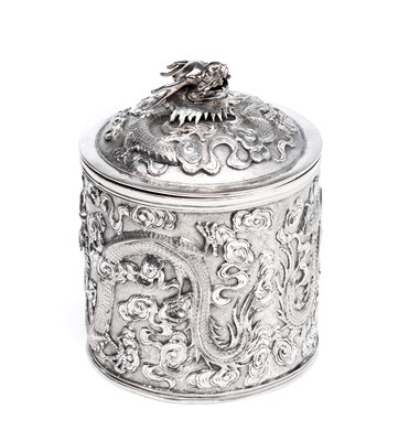 Lot 280 - â“Œ A CHINESE SILVER JAR AND COVER