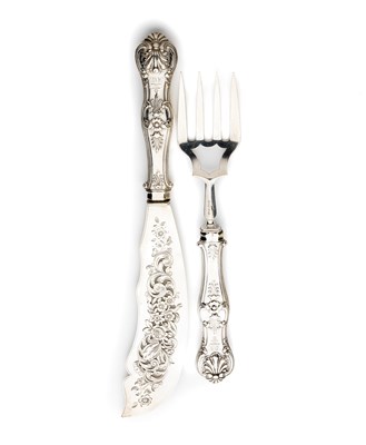 Lot 332 - A PAIR OF VICTORIAN SILVER FISH SERVERS