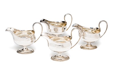 Lot 346 - A SET OF FOUR GEORGE III SILVER SAUCEBOATS