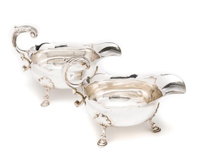 Lot 355 - A PAIR OF GEORGE II SILVER SAUCEBOATS