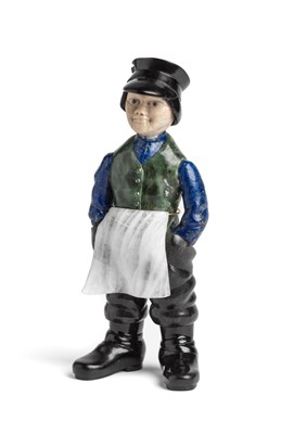 Lot 372 - A RUSSIAN STYLE HARDSTONE FIGURE OF A 'DVORNIK' (SHOP BOY)