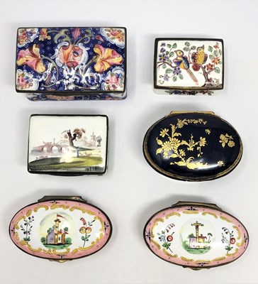 Lot 425 - A GROUP OF SIX ENAMEL SNUFF BOXES