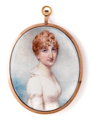 Lot 439 - ËœA PORTRAIT MINIATURE OF A LADY