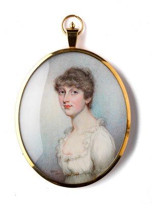 Lot 454 - ËœA PORTRAIT MINIATURE OF A LADY