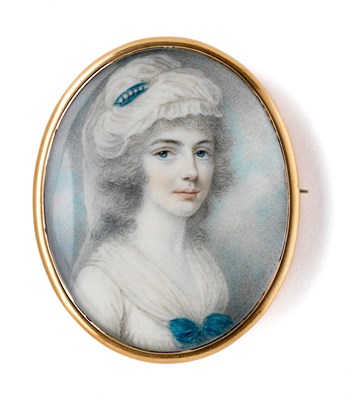 Lot 457 - ËœA PORTRAIT MINIATURE OF A LADY