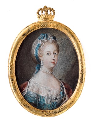 Lot 461 - A PORTRAIT MINIATURE OF CAROLINE MATILDA