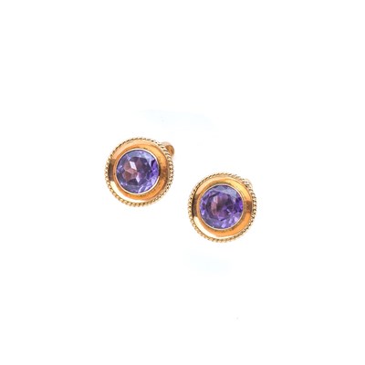 Lot 507 - SYNTHETIC COLOUR CHANGE SAPPHIRE CUFFLINKS