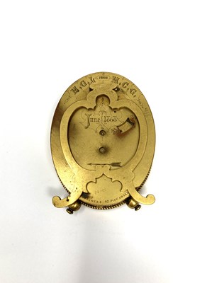 Lot 262 - A VICTORIAN GILT-BRASS SMALL STRUT CLOCK, RETAILED BY HENRY RODRIGUES, LONDON, CIRCA 1868
