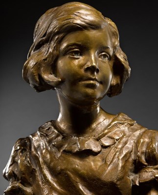 Lot 50 - ZSIGMOND KISFALUDI STROBL (or SIGISMUND DE STROBL, 1884-1975): PORTRAIT OF A YOUNG GIRL