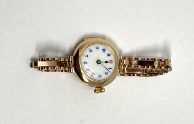 Lot 158 - ROLEX: A SWISS GOLD LADY'S 'WRISTLET' WATCH, CIRCA 1912