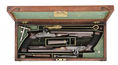 Lot 272 - A CASED PAIR OF 34 BORE PERCUSSION OFFICERS PISTOLS BY GAMESON & WILLIAMS, CIRCA 1831-34