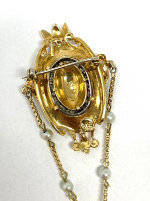 Lot 157 - RONDINE: A LADY'S ENAMEL AND DIAMOND BROOCH WATCH, ITALIAN, 1960s