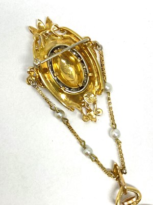 Lot 157 - RONDINE: A LADY'S ENAMEL AND DIAMOND BROOCH WATCH, ITALIAN, 1960s