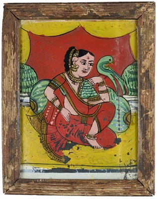 Lot 182 - A REVERSE GLASS PAINTING, TAMIL NADU, SOUTH INDIA, CIRCA 1900