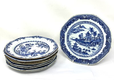 Lot 34 - TEN CHINESE EXPORT BLUE AND WHITE DINNER PLATES, 18TH CENTURY