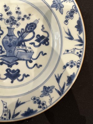 Lot 47 - TWO CHINESE EXPORT BLUE AND WHITE PLATES, QING DYNASTY, KANGXI PERIOD (1662-1722)