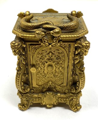 Lot 149 - A FRENCH GILT-BRONZE AND LIMOGES ENAMEL 'MIGNONETTE' CARRIAGE CLOCK, DROCOURT FOR AUGUSTE ECALLE, PARIS, LATE 19TH CENTURY