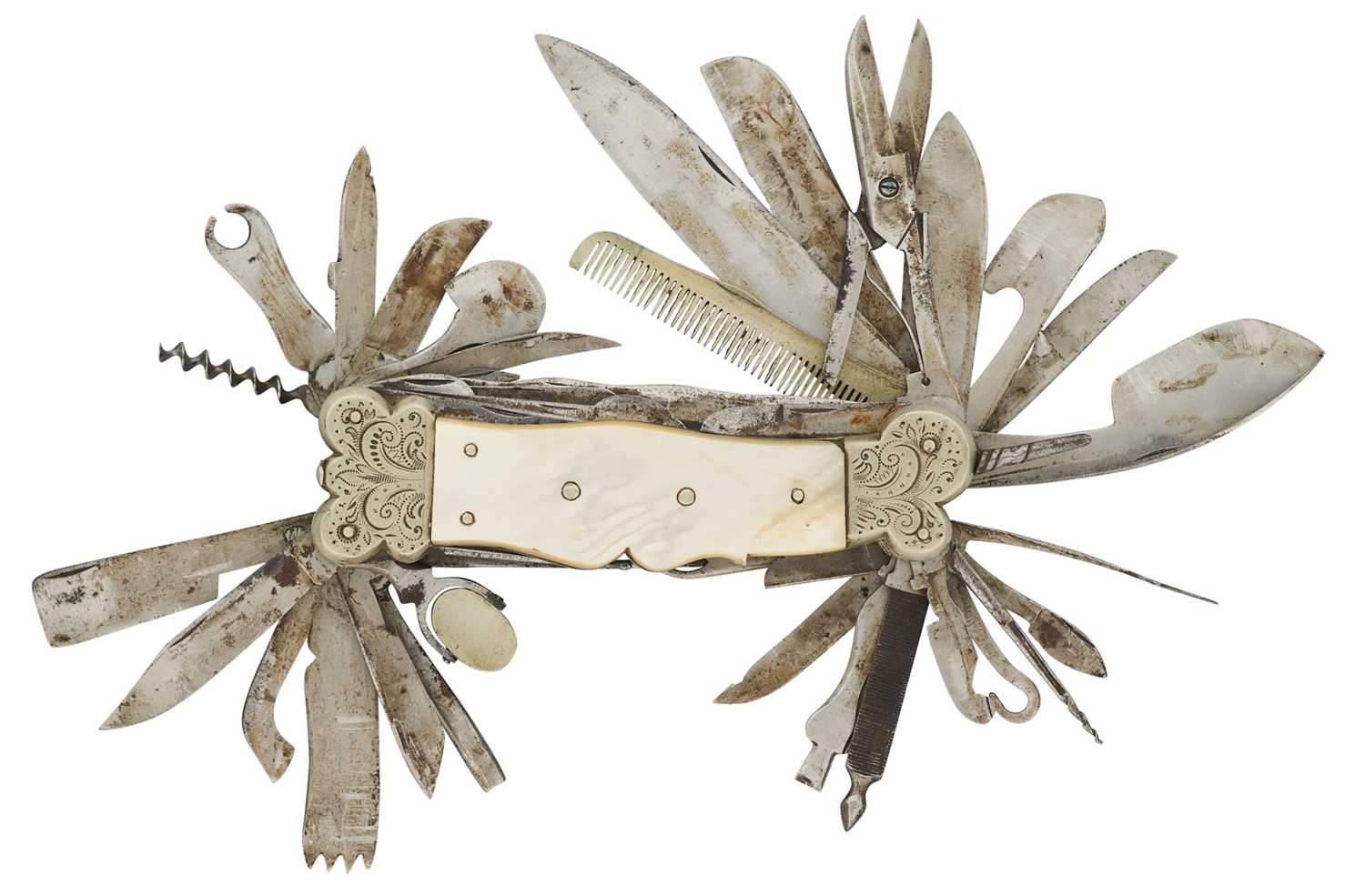 Lot 82 - A CONTINENTAL MULTI-BLADE PENKNIFE, LATE 19TH/20TH CENTURY