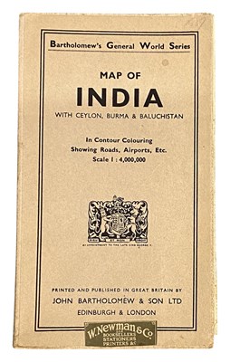 Lot 264 - MAP OF INDIA WITH CEYLON, BURMA & BALUCHISTAN. IN CONTOUR COLOURING, SHOWING ROADS, AIRPORTS, ETC. SCALE 1 : 4,000,000