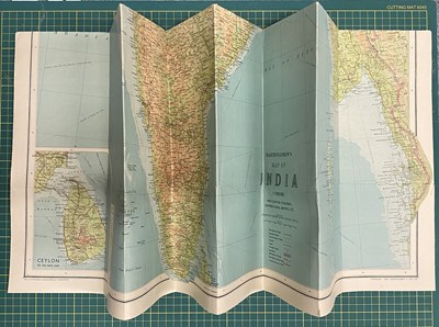 Lot 264 - MAP OF INDIA WITH CEYLON, BURMA & BALUCHISTAN. IN CONTOUR COLOURING, SHOWING ROADS, AIRPORTS, ETC. SCALE 1 : 4,000,000