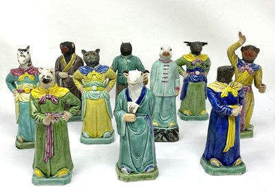 Lot 42 - A SET OF NINE CHINESE ZODIAC FIGURES, 20TH CENTURY