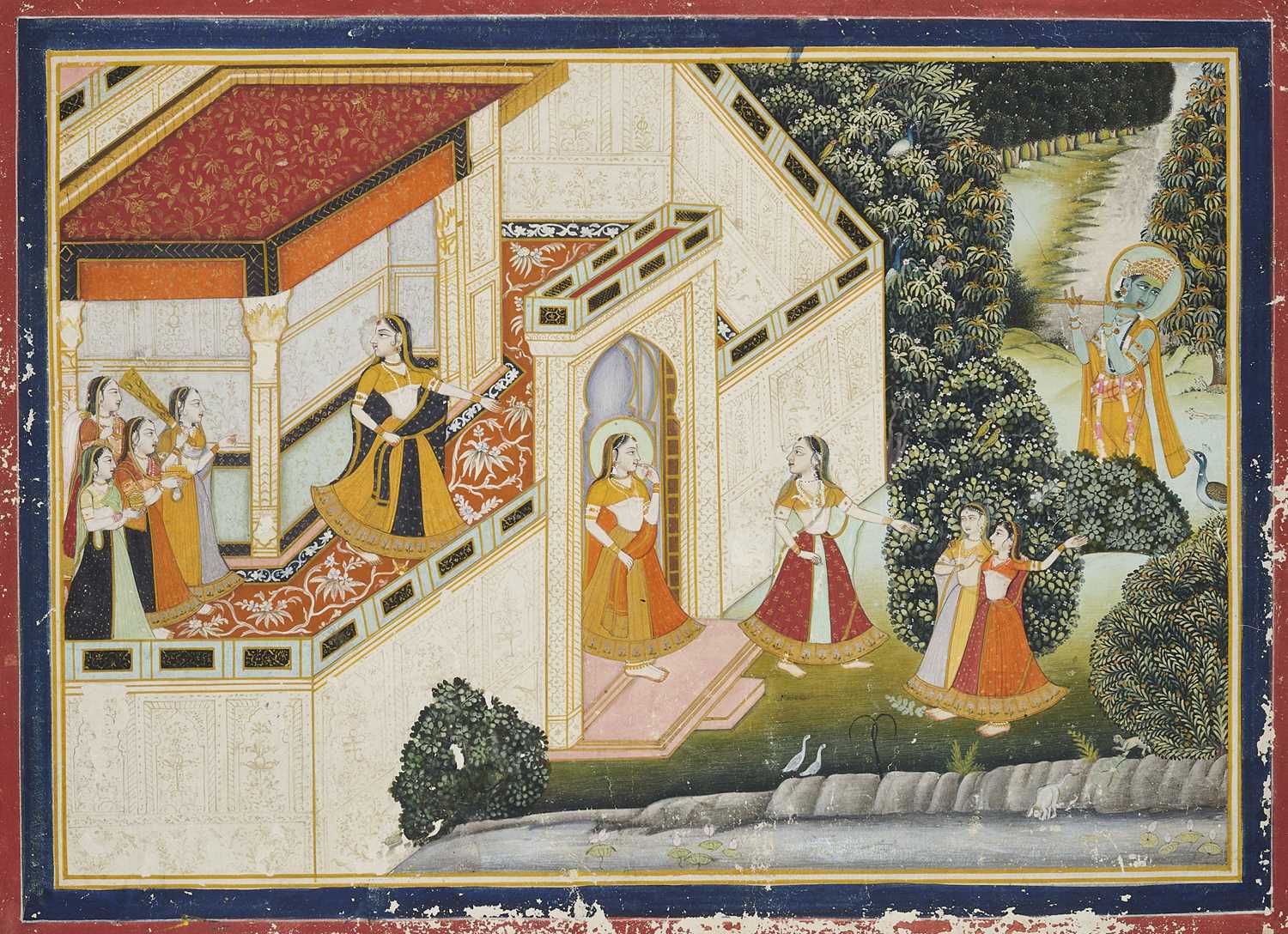 Lot 314 - AN ILLUSTRATION TO A RASIKAPRIYA SERIES, JAIPUR, RAJASTHAN, INDIA, EARLY 19TH CENTURY