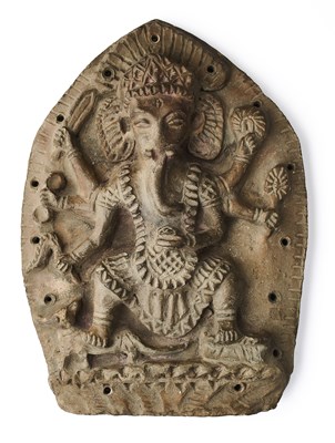 Lot 187 - A TERRACOTTA PLAQUE DEPICTING GANESHA, NEPAL, CIRCA 19TH CENTURY