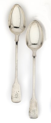 Lot 98 - A PAIR OF VICTORIAN SILVER GRAVY SPOONS, ELIZABETH EATON, LONDON, 1846