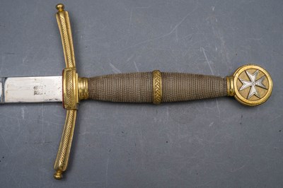 Lot 79 - A PRUSSIAN BROADSWORD FOR A MEMBER OF THE ORDER OF THE KNIGHTS OF ST JOHN, 19TH CENTURY