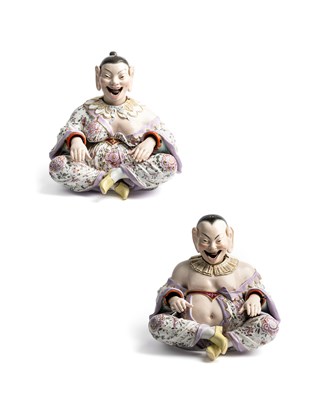 Lot 27 - A PAIR OF MEISSEN LARGE NODDING 'PAGODA' FIGURES, LATER 19TH CENTURY