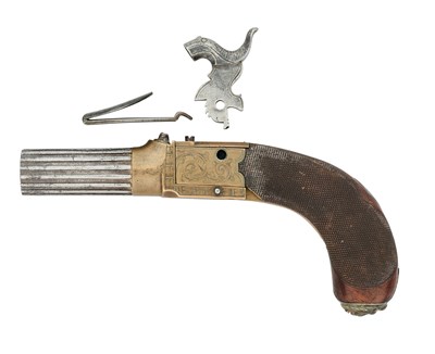 Lot 181 - A 32 BORE PERCUSSION POCKET PISTOL, SIGNED YEARDLEY SHEFFIELD, BIRMINGHAM PROOF MARKS, CIRCA 1830