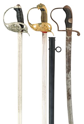 Lot 100 - AN IMPERIAL GERMAN MODEL 1889 KINGS DRAGOON REGT NR. 26 CAVALRY SWORD, A BAVARIAN OFFICER'S SWORD, AND AN IMPERIAL GERMAN CAVALRY SWORD, LATE 19TH CENTURY