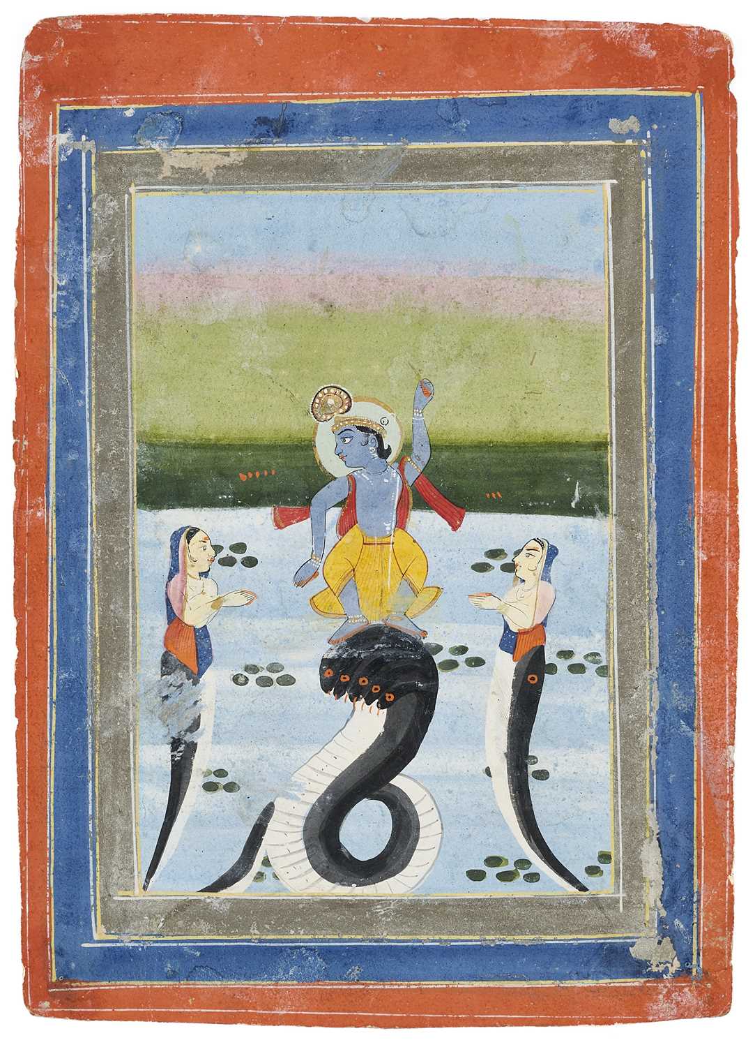 Lot 333 - KRISHNA SUBDUING KALIYA, RAJASTHAN, INDIA, 19TH CENTURY