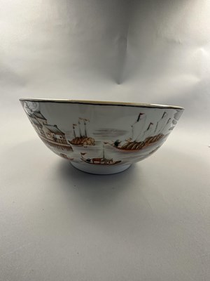 Lot 62 - A CHINESE EXPORT PORCELAIN FAMILLE-ROSE 'HARBOUR SCENE' PUNCH BOWL, QIANLONG PERIOD (1736-95)