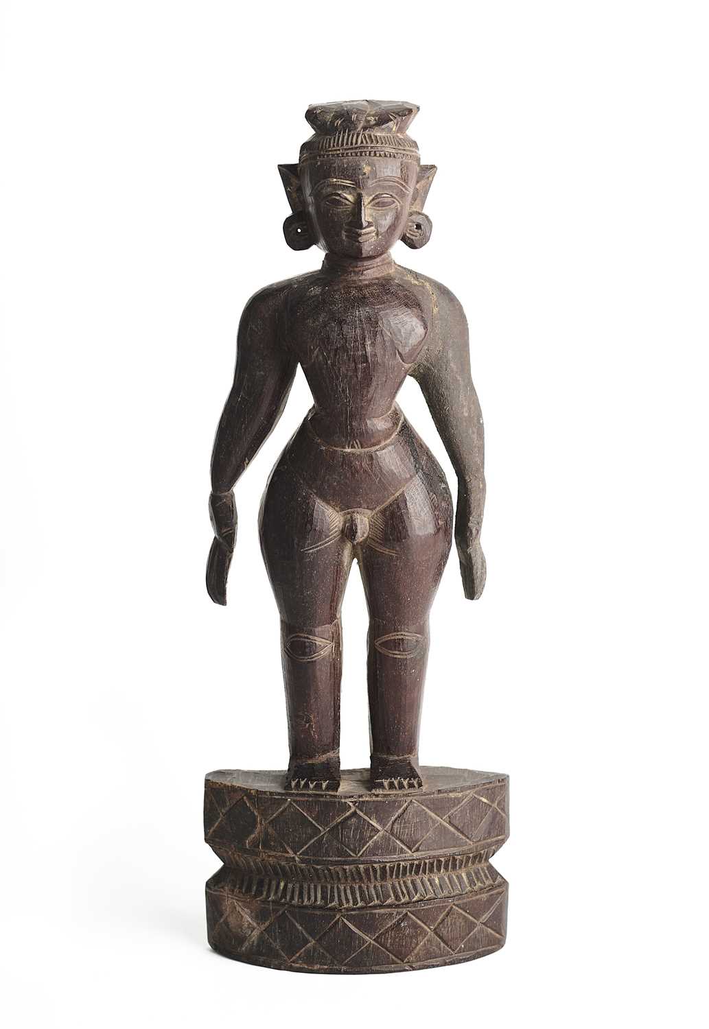 Lot 236 - A CARVED WOOD VOTIVE FIGURE, TAMIL NADU,