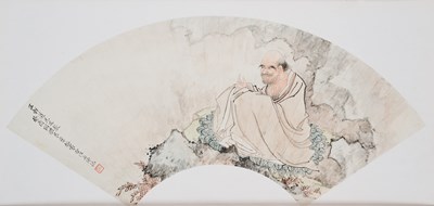 Lot 122 - CHINESE SCHOOL, FAN PAINTING, 20TH CENTURY