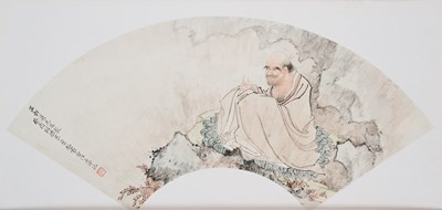 Lot 226 - CHINESE SCHOOL, FAN PAINTING, 20TH CENTURY