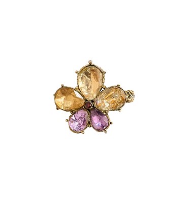 Lot 370 - AMETHYST AND CITRINE DRESS RING, 1810s COMPOSITE