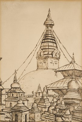 Lot 179 - A VIEW OF THE BOUDHANATH STUPA, KATHMANDU