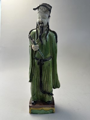 Lot 43 - A RARE SET OF EIGHT CHINESE FAMILLE-VERTE DAOIST IMMORTALS, QING DYNASTY, KANGXI PERIOD (1662-1722)