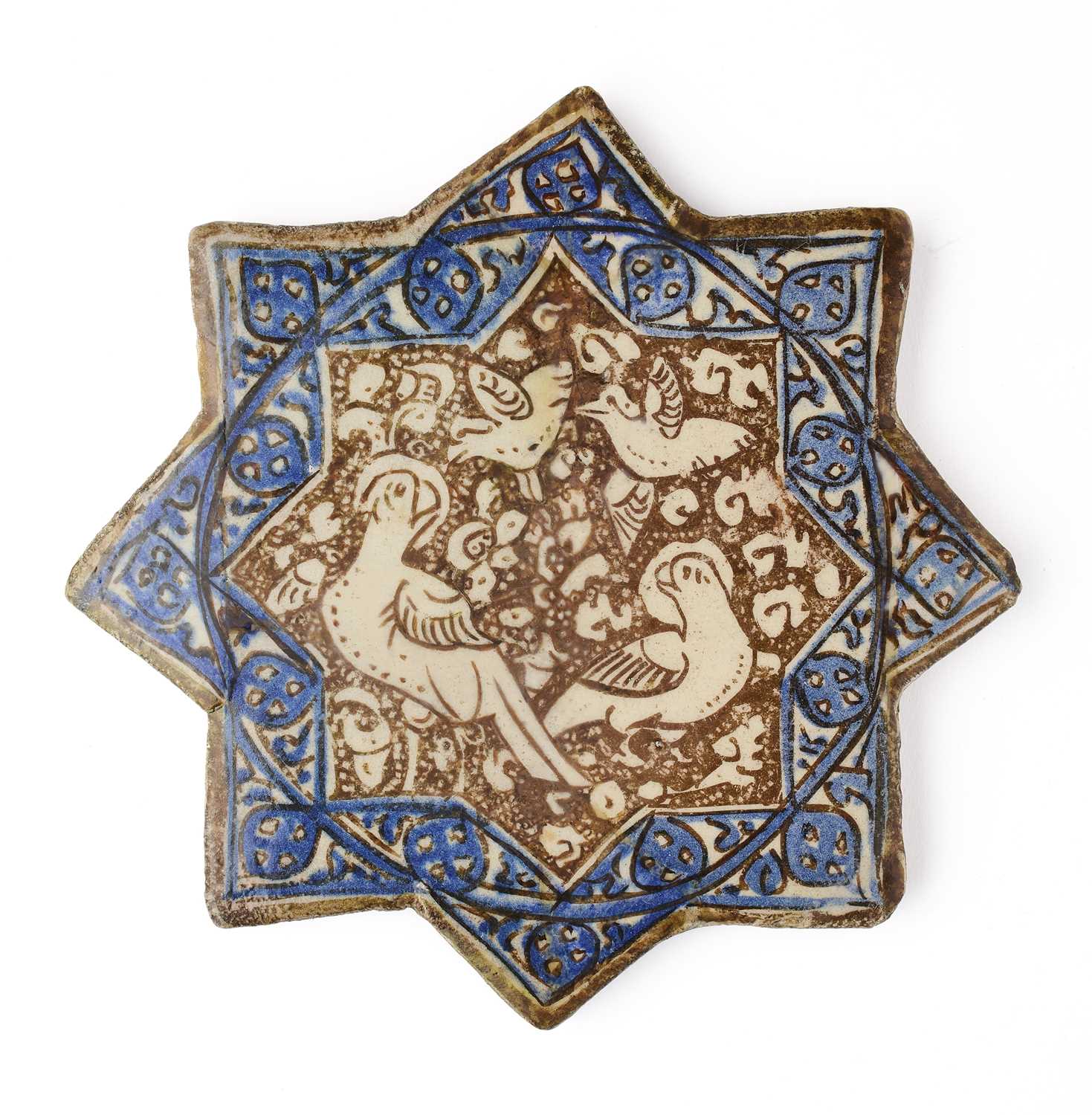 Lot 51 - A KASHAN LUSTRE STAR TILE, PERSIA, 14TH CENTURY